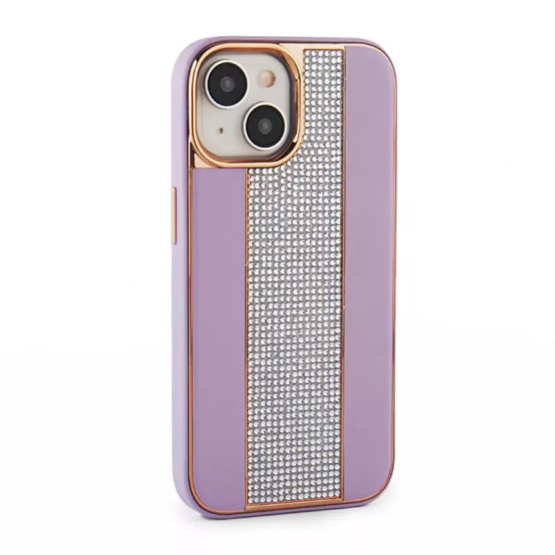 iLike Capa com diamantes e pele para Apple iPhone 15 rosa areia