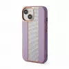iLike Capa com diamantes e pele para Apple iPhone 15 rosa areia