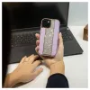 iLike Capa com diamantes e pele para Apple iPhone 15 rosa areia