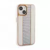 iLike Capa com diamantes e pele para Apple iPhone 15 branca