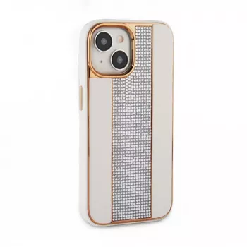 iLike Capa com diamantes e pele para Apple iPhone 15 branca