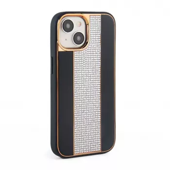 iLike Capa com diamantes e pele para Apple iPhone 15 preta