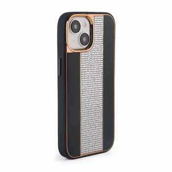 iLike Capa com diamantes e pele para Apple iPhone 15 preta