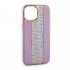 iLike Capa com diamantes e pele para Apple iPhone 15 Pro rosa areia