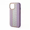 iLike Capa com diamantes e pele para Apple iPhone 15 Pro rosa areia