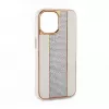 iLike Capa com diamantes e pele para Apple iPhone 15 Pro branca