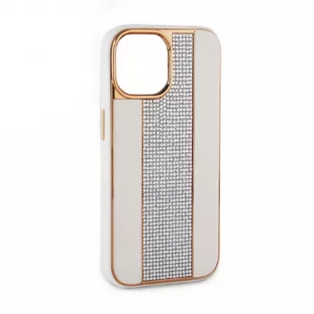 iLike Capa com diamantes e pele para Apple iPhone 15 Pro branca