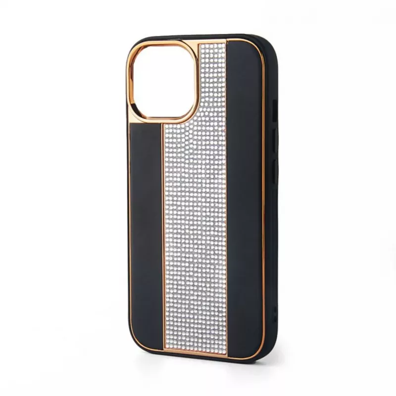 iLike Capa com diamantes e pele para Apple iPhone 15 Pro preta