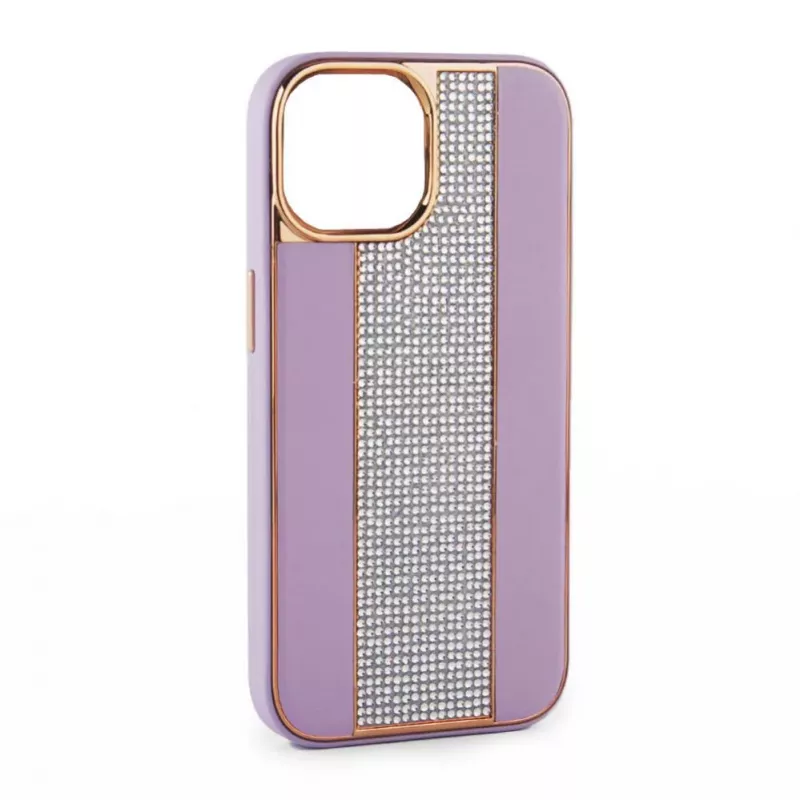 iLike Capa com diamantes e pele para Apple iPhone 15 Pro Max rosa areia