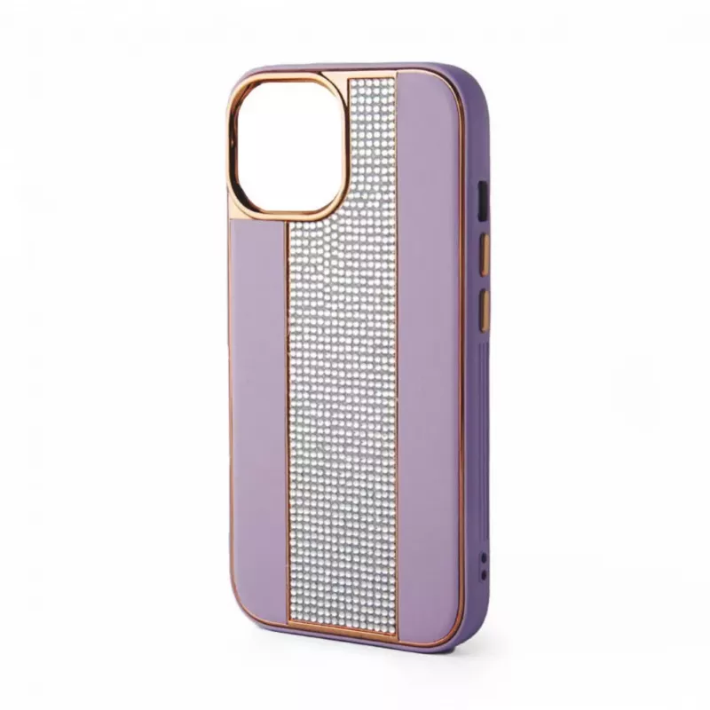 iLike Capa com diamantes e pele para Apple iPhone 15 Pro Max rosa areia