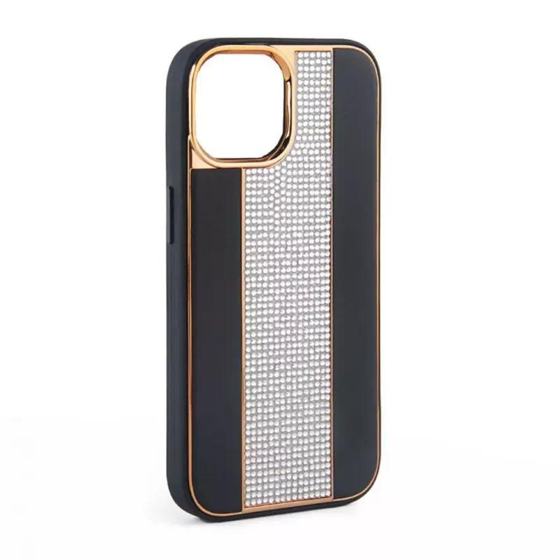 iLike Capa com diamantes e pele para Apple iPhone 15 Pro Max preta