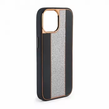 iLike Capa com diamantes e pele para Apple iPhone 15 Pro Max preta