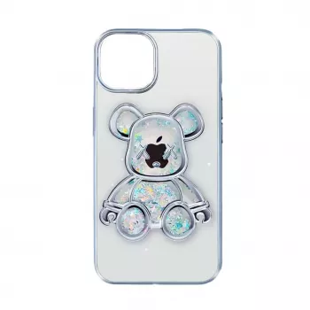 iLike Apple iPhone 13 Capa de silicone Print Desire Bear prateado