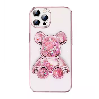 iLike Apple iPhone 14 Pro Capa de silicone Print Desire Bear rosa