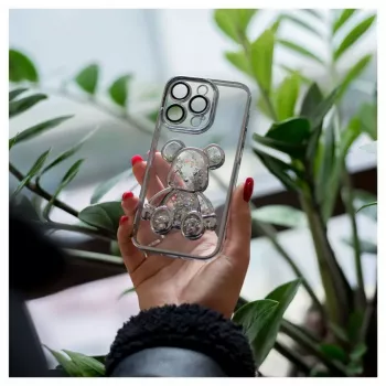 iLike Apple iPhone 14 Pro Capa de silicone Print Desire Bear prateado