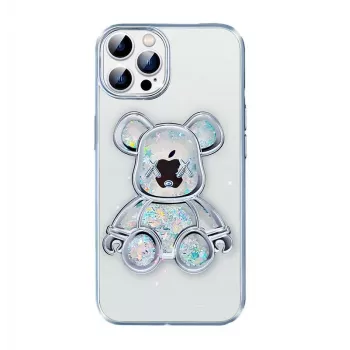 iLike Apple iPhone 14 Pro Capa de silicone Print Desire Bear prateado