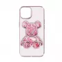 iLike Apple iPhone 15 Capa de silicone Print Desire Bear rosa