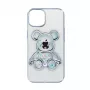 iLike Apple iPhone 15 Capa de silicone Print Desire Bear prateado