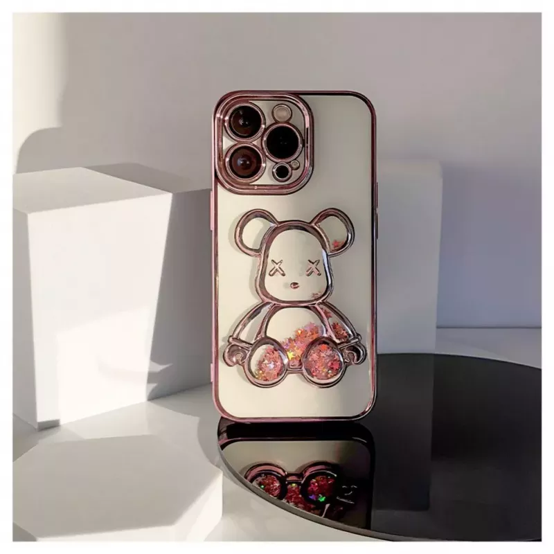 iLike Apple iPhone 15 Pro Capa de silicone Print Desire Bear rosa