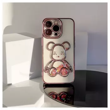 iLike Apple iPhone 15 Pro Max Capa de silicone Print Desire Bear rosa