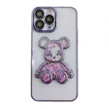 iLike Apple iPhone 15 Pro Max Capa de silicone Print Desire Bear roxo