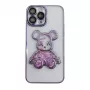 iLike Apple iPhone 15 Pro Max Capa de silicone Print Desire Bear roxo