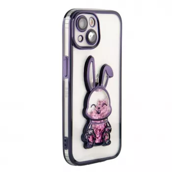 iLike Apple iPhone 15 Capa de silicone Print Desire Rabbit roxo