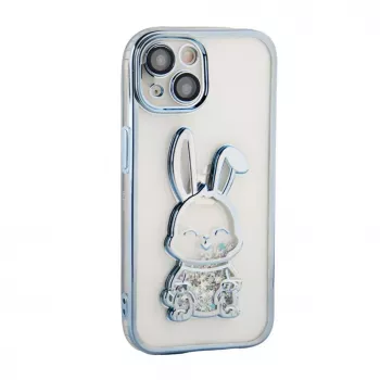 iLike Apple iPhone 15 Capa de silicone Print Desire Rabbit azul