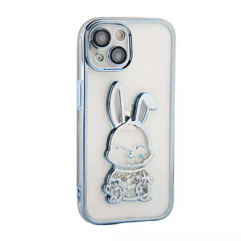 iLike Apple iPhone 15 Capa de silicone Print Desire Rabbit azul