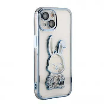 iLike Apple iPhone 15 Capa de silicone Print Desire Rabbit azul