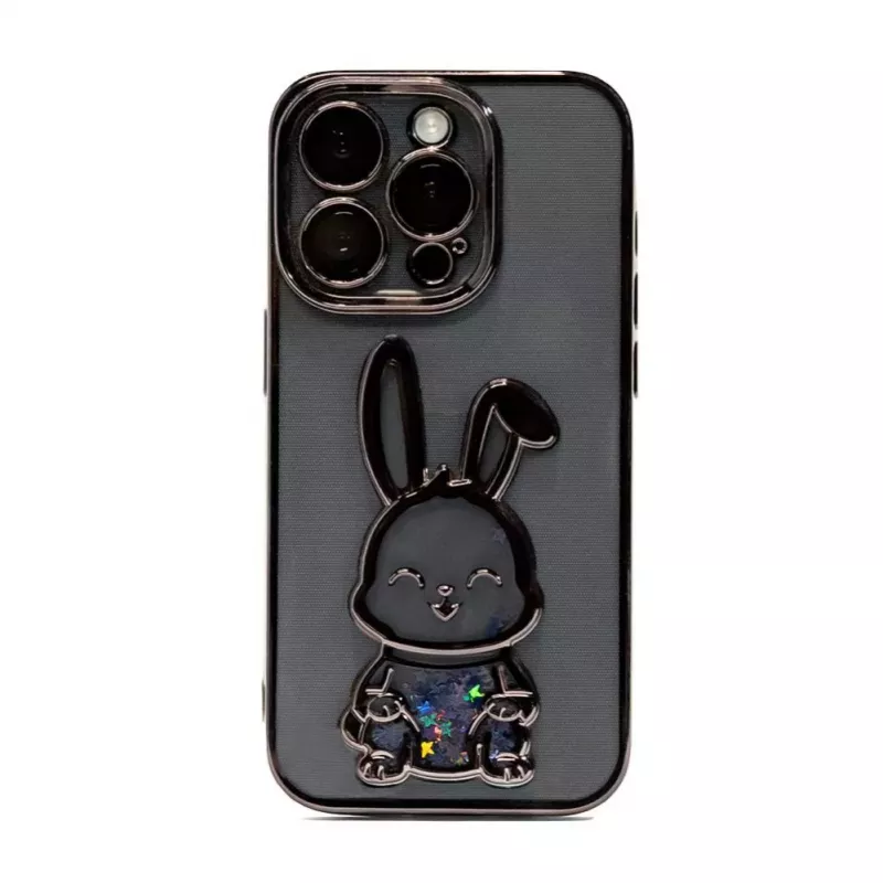 iLike Apple iPhone 15 Pro Capa de silicone Print Desire Rabbit preto