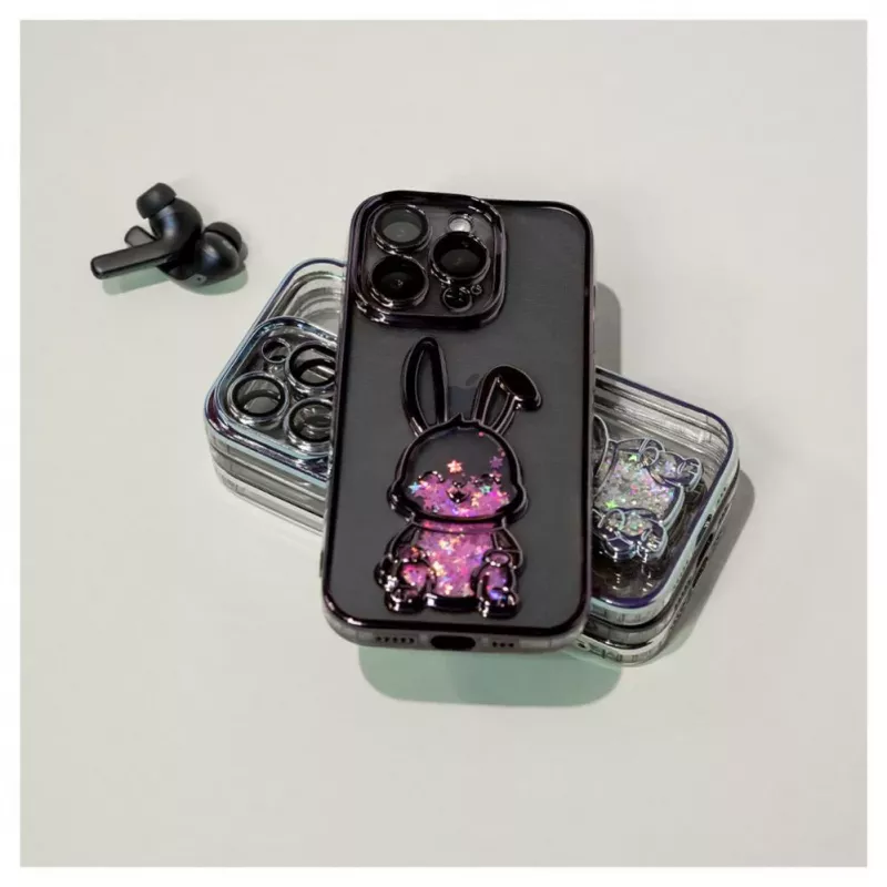 iLike Apple iPhone 15 Pro Capa de silicone Print Desire Rabbit roxo