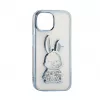 iLike Apple iPhone 15 Pro Capa de silicone Print Desire Rabbit azul