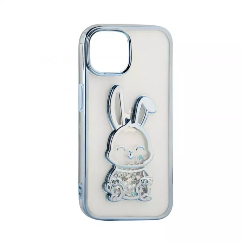 iLike Apple iPhone 15 Pro Capa de silicone Print Desire Rabbit azul