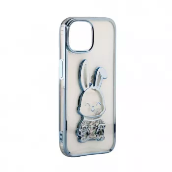 iLike Apple iPhone 15 Pro Capa de silicone Print Desire Rabbit azul