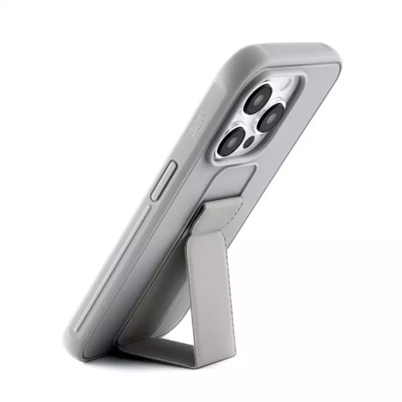 iLike Capa de silicone com suporte para Apple iPhone 15 Pro prateada
