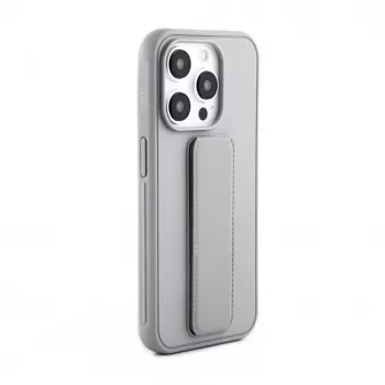 iLike Capa de silicone com suporte para Apple iPhone 15 Pro prateada