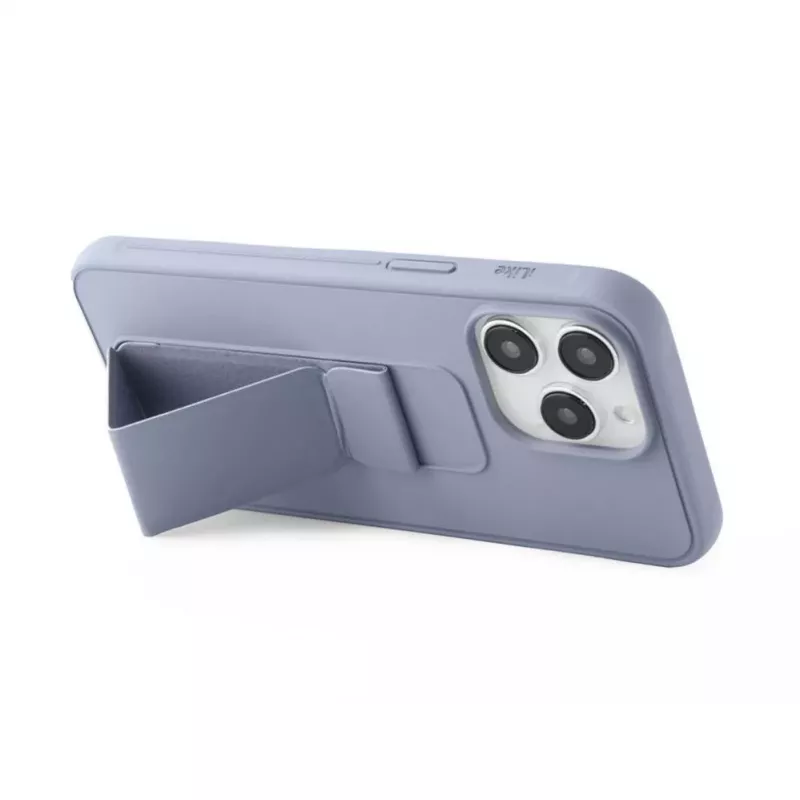 iLike Capa de silicone com suporte para Apple iPhone 15 Pro roxa