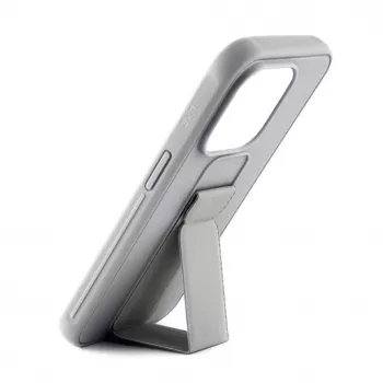 iLike Capa de silicone com suporte para Apple iPhone 15 Plus prateada