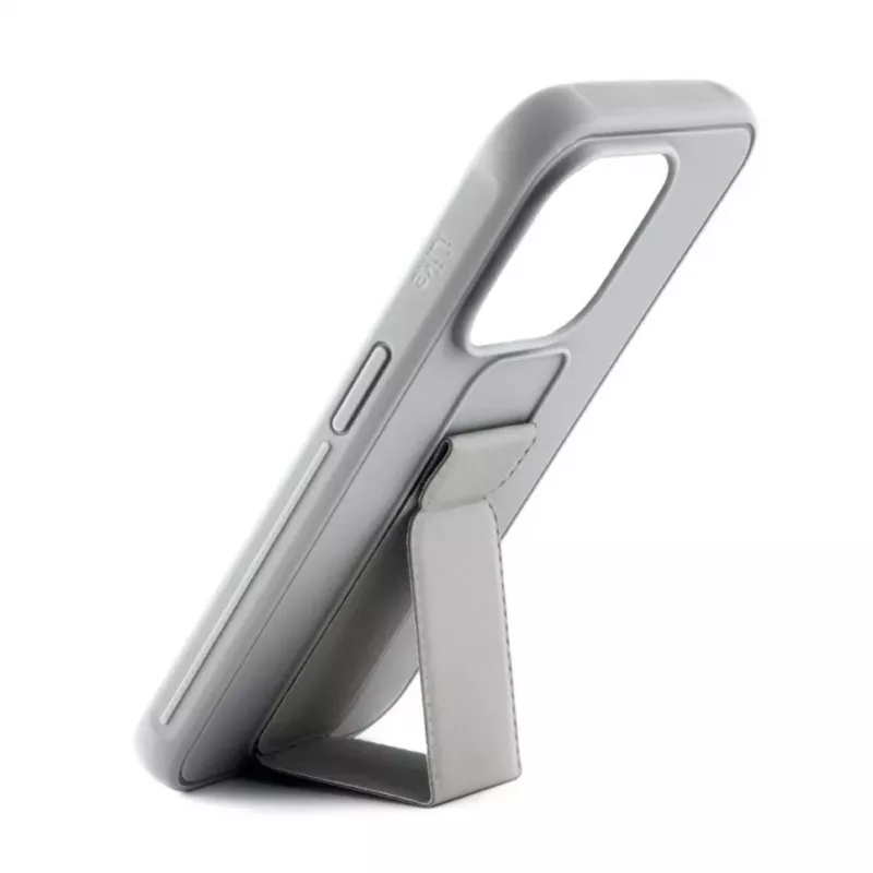 iLike Capa de silicone com suporte para Apple iPhone 15 Plus prateada