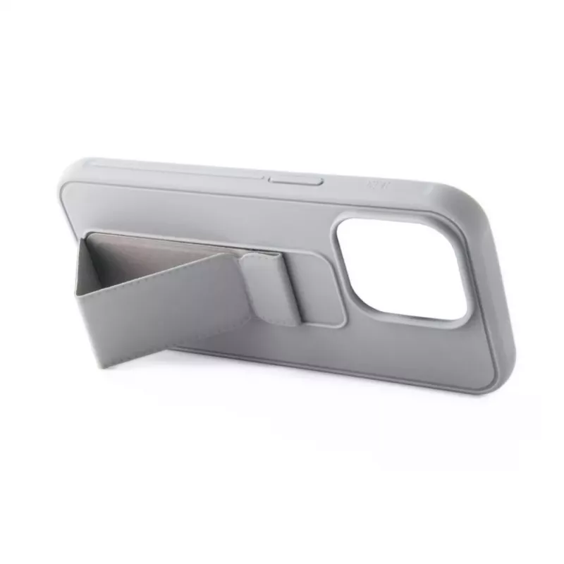 iLike Capa de silicone com suporte para Apple iPhone 15 Plus prateada