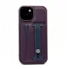 iLike Apple iPhone 14 Capa com suporte de bolso em pele roxa