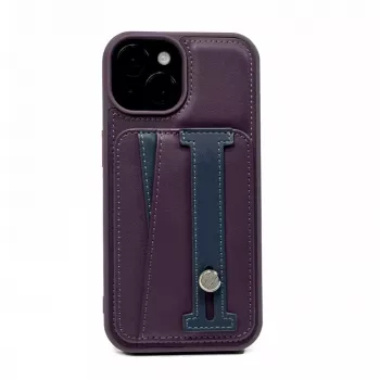 iLike Apple iPhone 15 Pro Max Capa com suporte de bolso em pele roxa