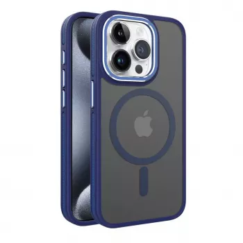 iLike Apple iPhone 15 Dual Metal Frame MagSafe Case azul