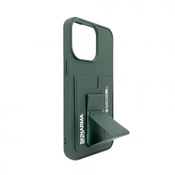 iLike Apple iPhone 15 Pro capa de pele com bolso oculto e suporte verde