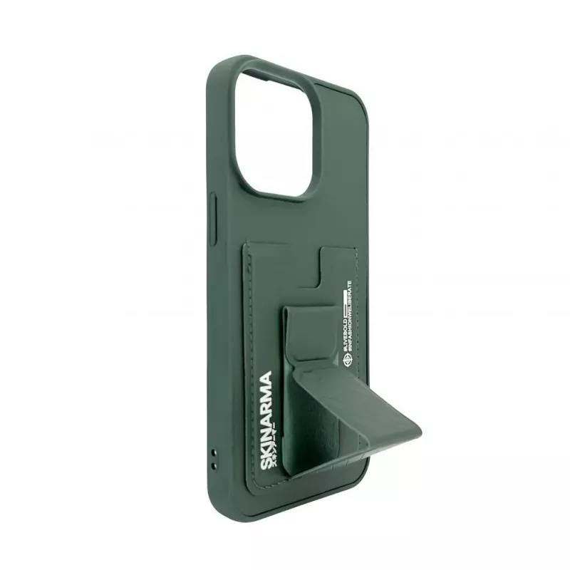 iLike Apple iPhone 15 Pro capa de pele com bolso oculto e suporte verde
