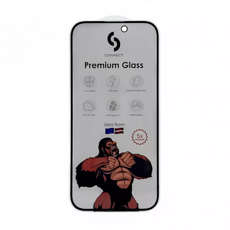 Película de privacidade Connect para Apple iPhone 15 Pro Max 3D Corning Gorilla Glass 5X Strong preta