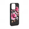 Capa em pele Evelatus para Apple iPhone 14 Pro com design de fecho flor preta