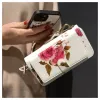 Capa em pele Evelatus para Apple iPhone 15 com design de fecho flor branca