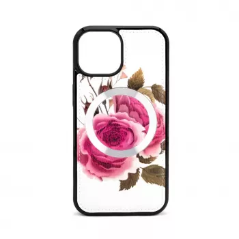 Capa em pele Evelatus para Apple iPhone 15 com design de fecho flor branca